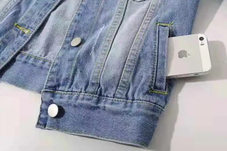 Women's Denim Jacket – Short Casual Jean Coat in Pink, White, Light Blue & Lavender