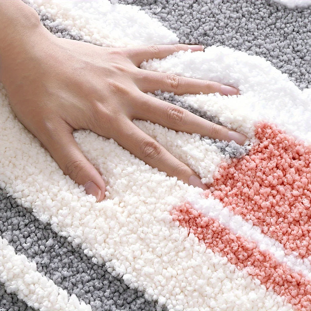 Non-Slip Knit Bath Rug – Water Absorbent Machine Washable Polyester Bath Mat