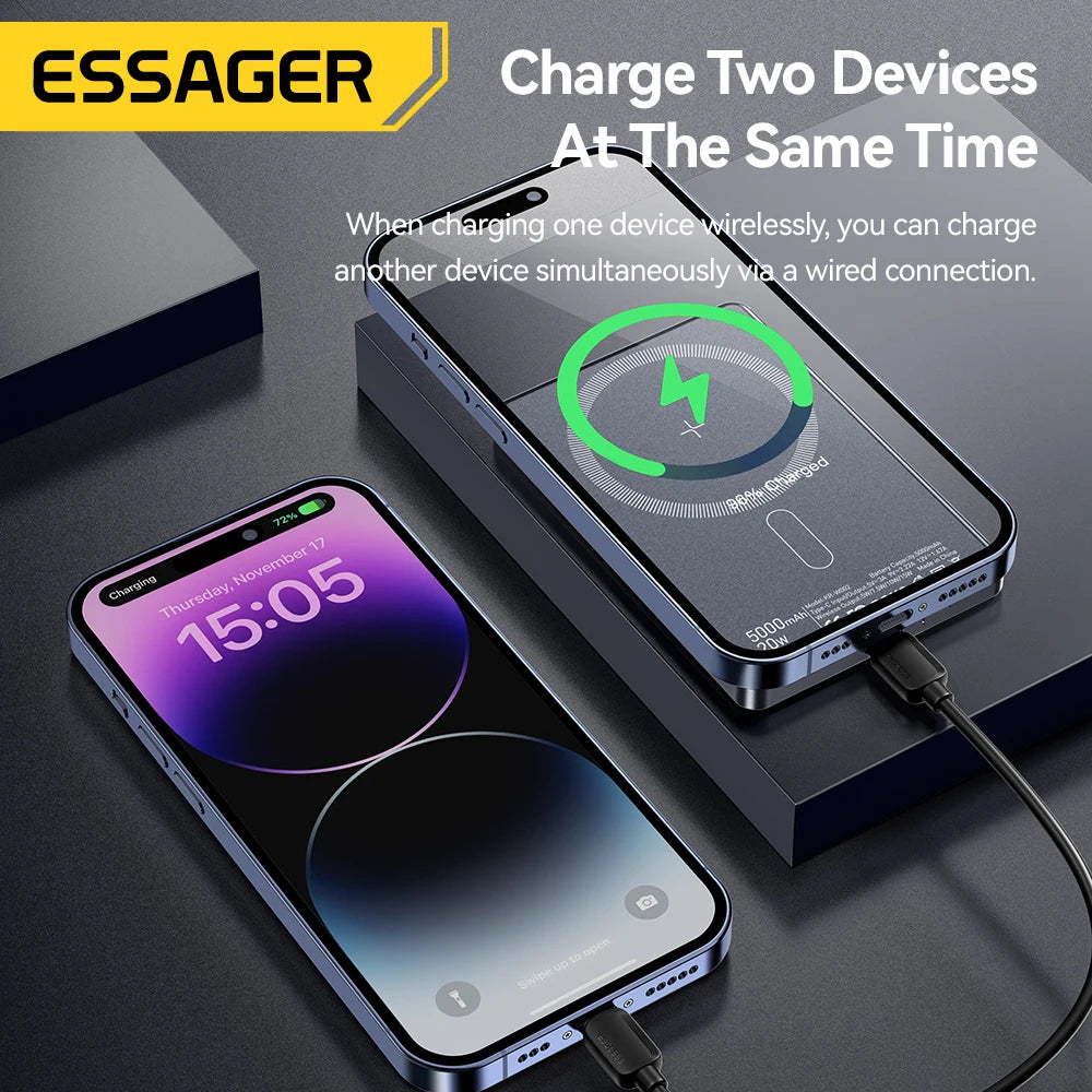 Essager Slim Wireless Power Bank — Magnetic MagSafe Compatible Portable Charger