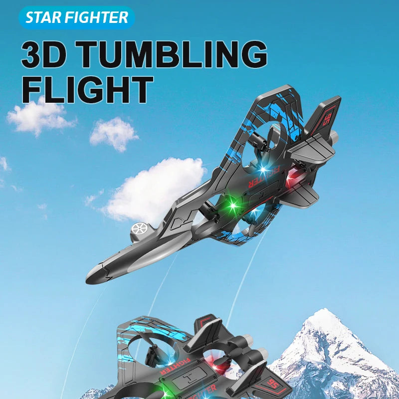 2.4G RC Stunt Foam Helicopter Jet Plane with Gyroscope & LED Light – Indoor Outdoor Toy