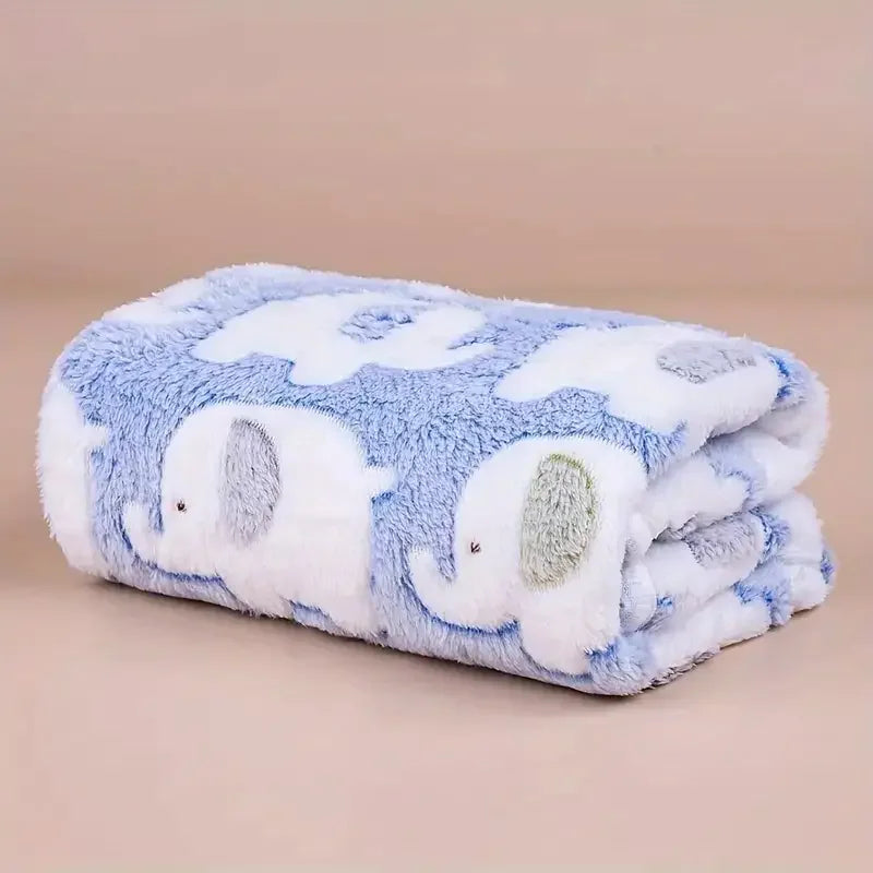 Cartoon Elephant Pet Blanket – Soft Cozy Flannel Throw for Dogs, Cats, Puppies & Kittens, Christmas Gift