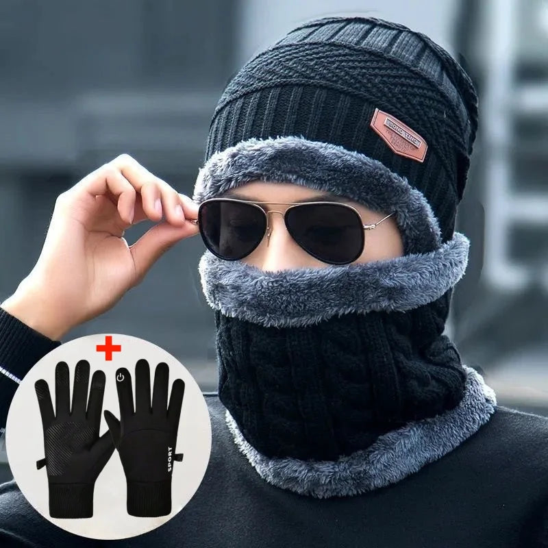Men's Winter Hat, Neck Warmer and Touchscreen Glove Set