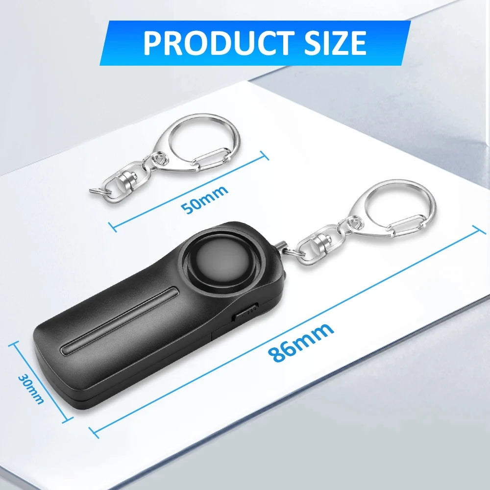 130dB Personal Safety Alarm Keychain with LED Light – Rechargeable Self Defense