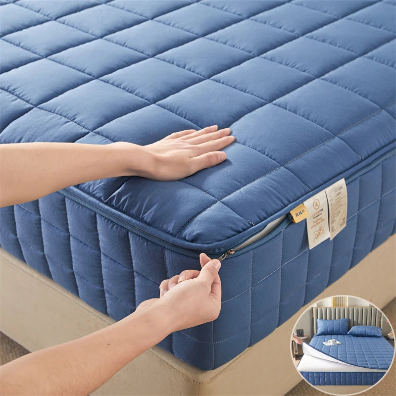 Six-Sided All-Inclusive Mattress Cover with Zipper – Thickened Quilted Protector, Custom Sizes