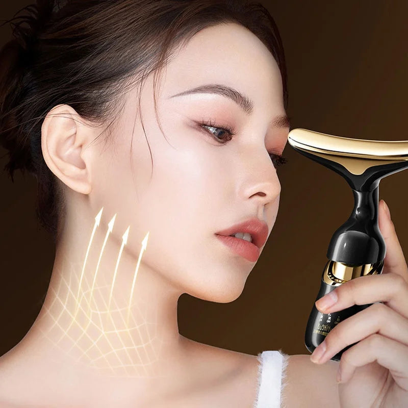 CAMMUO Microcurrent Neck & Face Lifting Massager – Sonic Vibration Anti-Aging Skin Rejuvenation Device