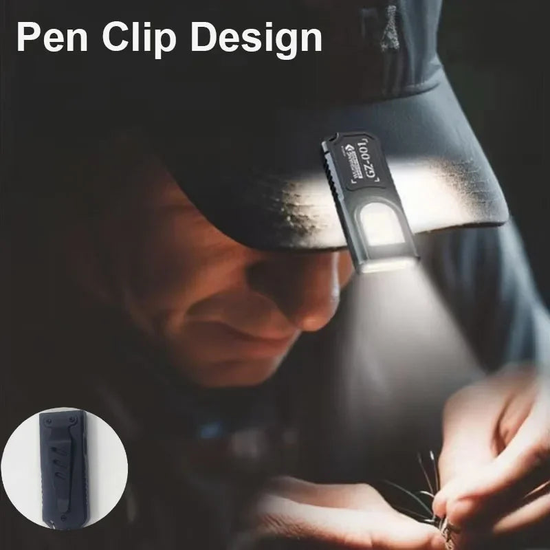Mini COB LED Keychain Flashlight – USB-C Rechargeable, 5-Mode, IPX6 Waterproof EDC Pocket Light