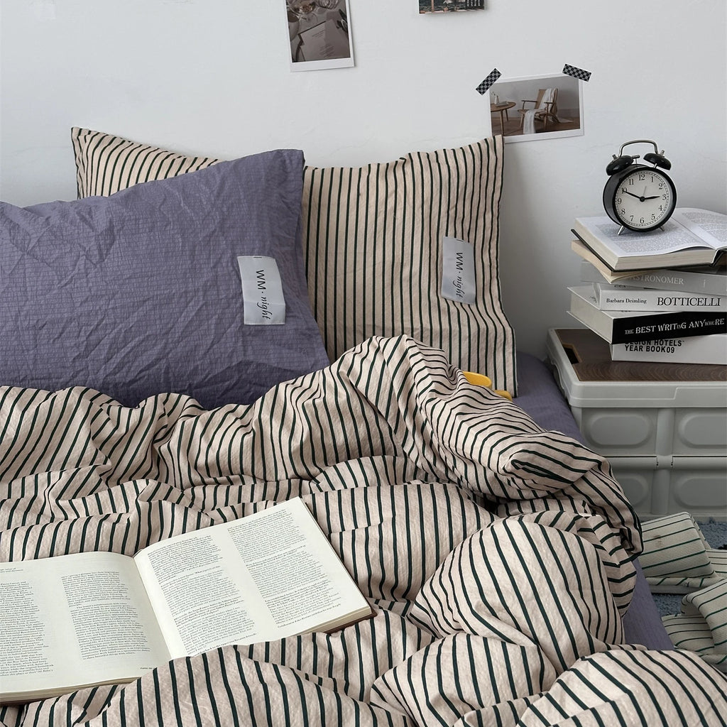 Stripe Bedding Comforter Set – Duvet Cover, Bed Sheet & Pillowcase, Single to King