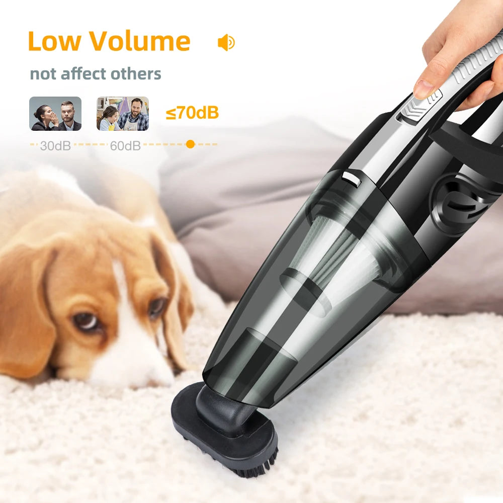 Wireless Cyclone Handheld Car Vacuum Cleaner — Rechargeable, Quick Charge for Car, Home & Pet Hair