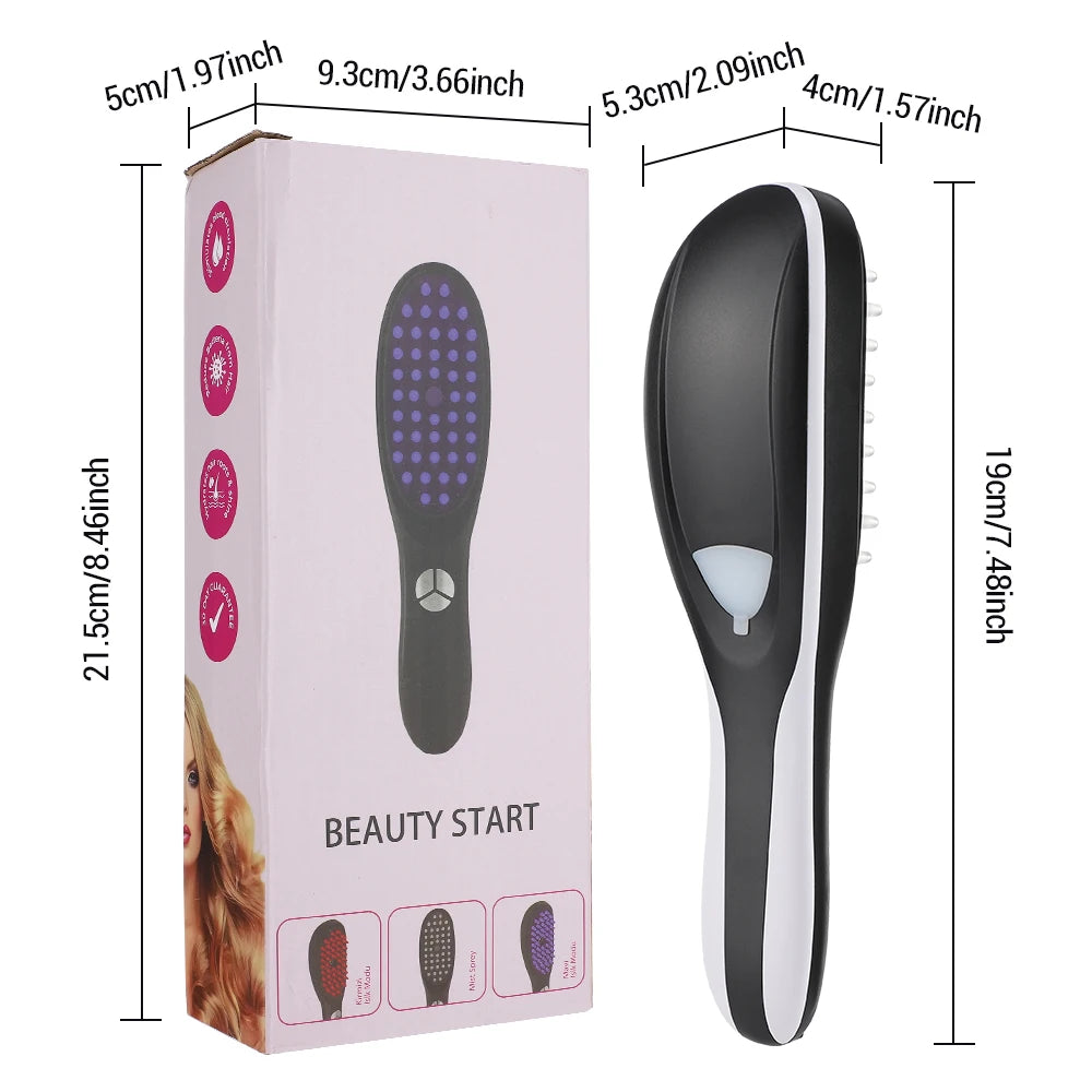 Electric Spray Scalp Massager Comb — LED Light & Mist Spray Hair Growth Device