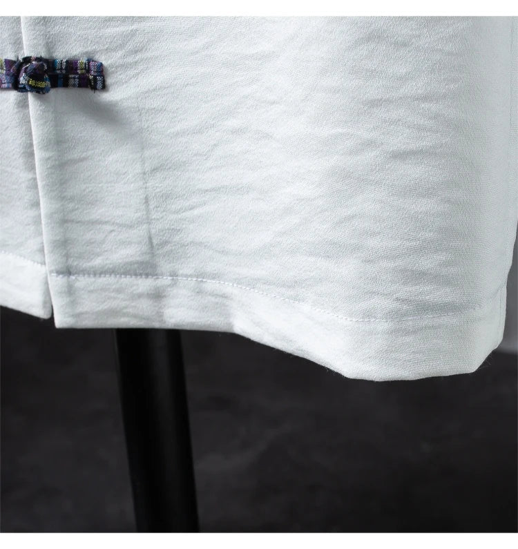 Men's 100% Cotton Linen Short Sleeve Shirt & Drawstring Pants Set