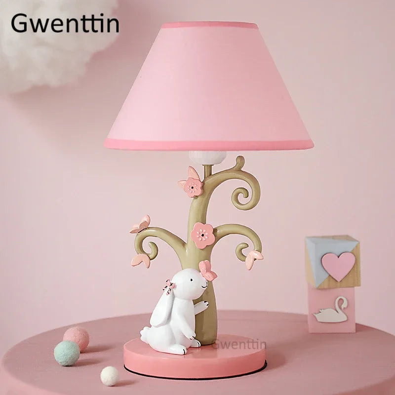 Rabbit Table Lamp – Resin Base and Fabric Shade