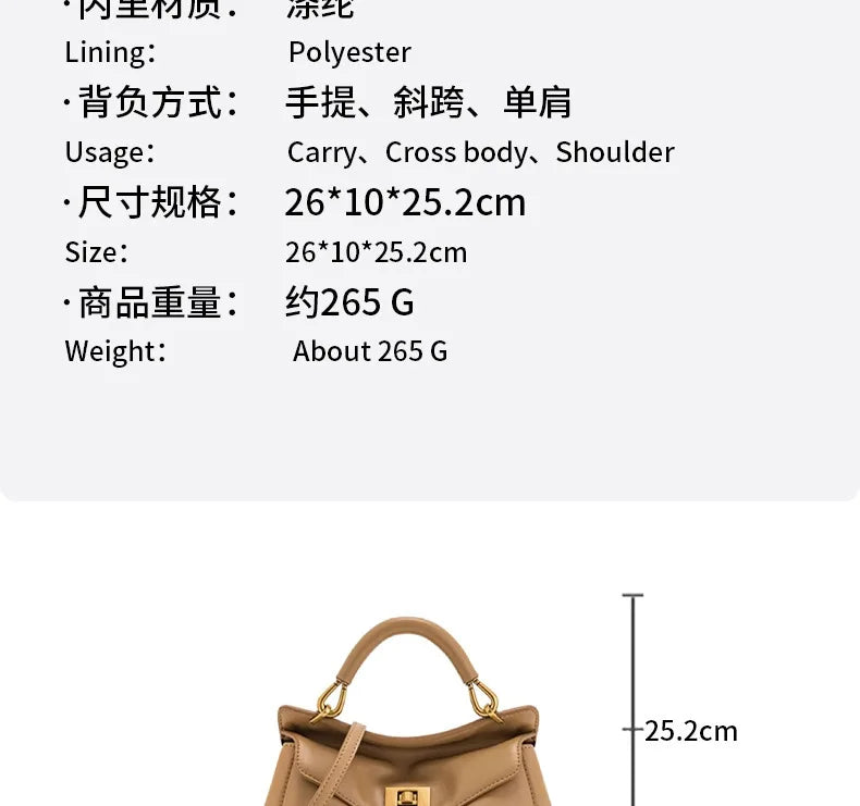 Lucia Lock PU Croco Shoulder Crossbody Bag – Luxury Light Fashion Tote for Women