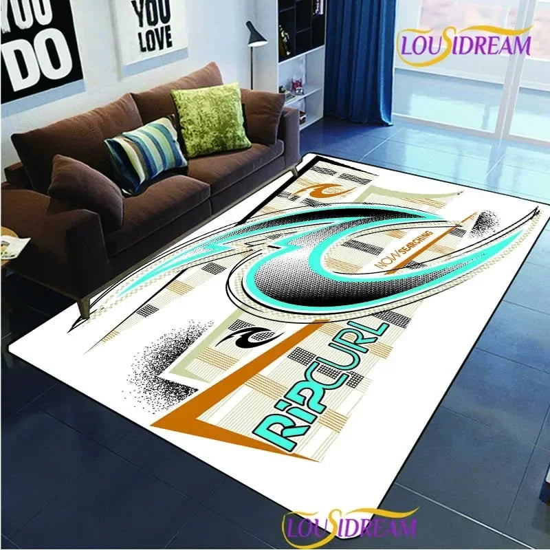 Surf Print Area Rug – Non-Slip Living Room, Bedroom & Kitchen Carpet