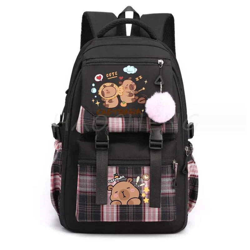 Capybara Print Women's Laptop Backpack – Large Capacity School Bag