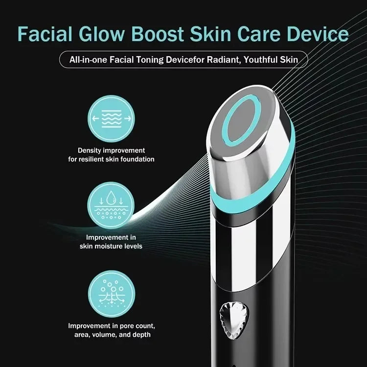 4-in-1 Microcurrent Skin Booster Wand – Red Light Therapy, Therapeutic Heat & Vibration Anti-Aging Face Tool