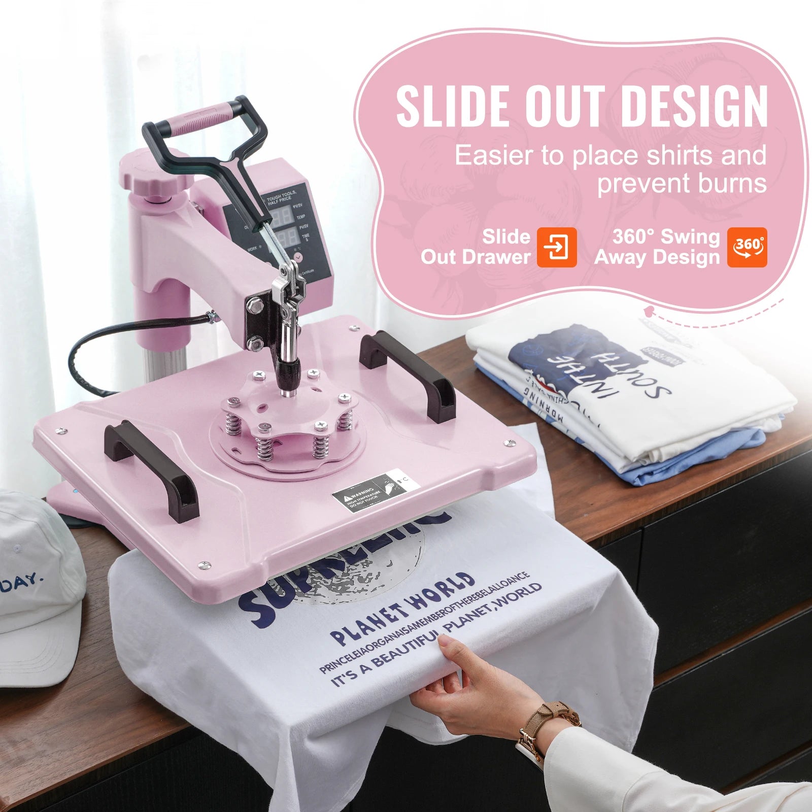 SucceBuy 8-in-1 Heat Press Machine — 360° Swing Away, 12x15" or 15x15", T-Shirts, Mugs, Hats & Plates