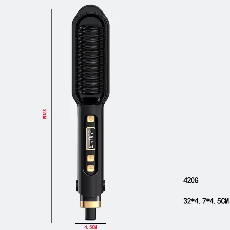 Anti-Scald 2-in-1 Electric Hair Straightening Comb – Fast Heating Negative Ion Straightener Brush