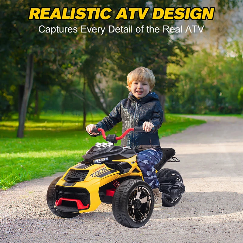 12V Kids Ride-On ATV – Three-Wheel Electric Toy with Lights