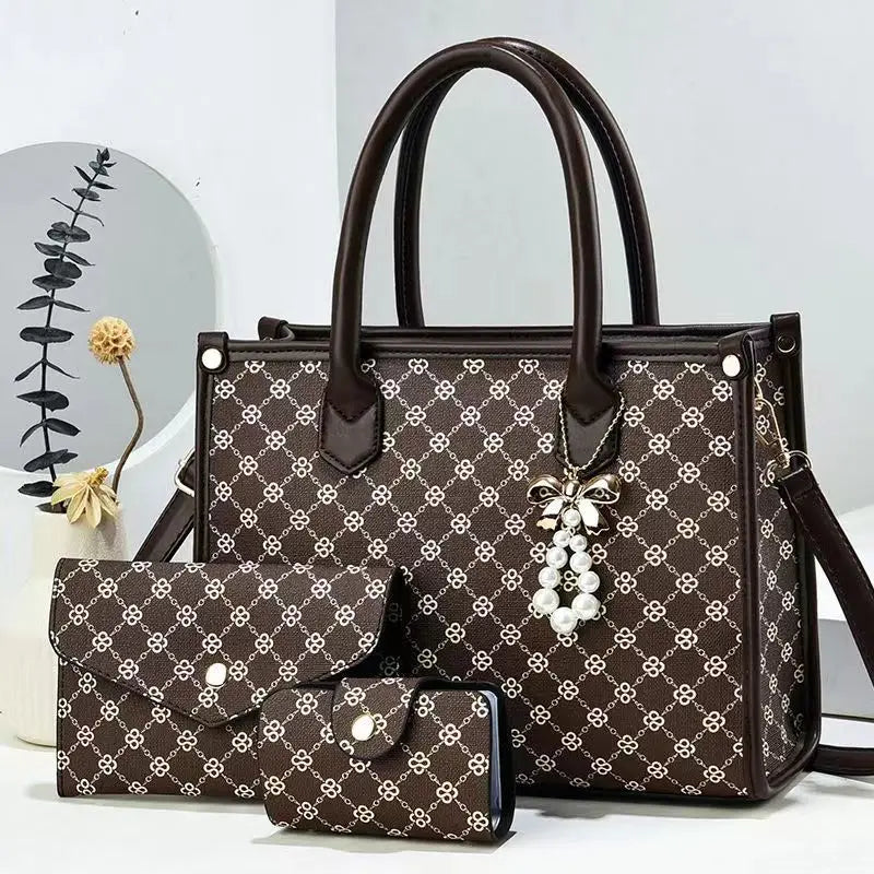 Luxury Beaded 3-Piece Tassel Handbag Set – Designer Composite Shoulder Bag for Women