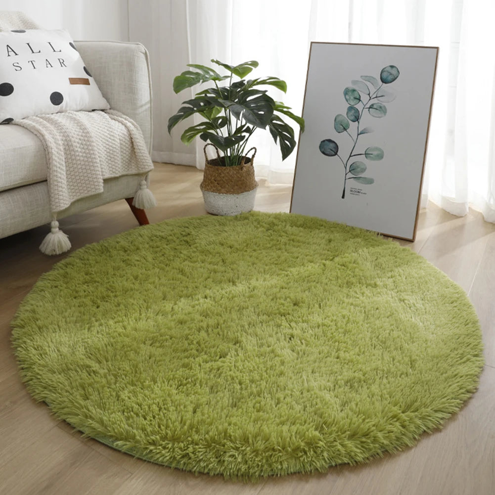 Super Soft Shaggy Area Rug – Anti-Slip 4cm Pile Round Rug for Living Room & Bedroom, 12 Colors & 3 Sizes