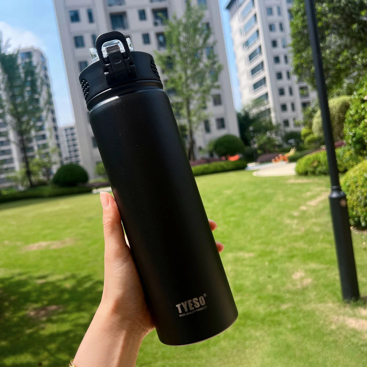 TYESO 304 SS Vacuum Thermos Bottle – Wide Mouth, Leakproof, 6–12Hr, 600–1200ml, 10+ Colors, Optional Cup Bag