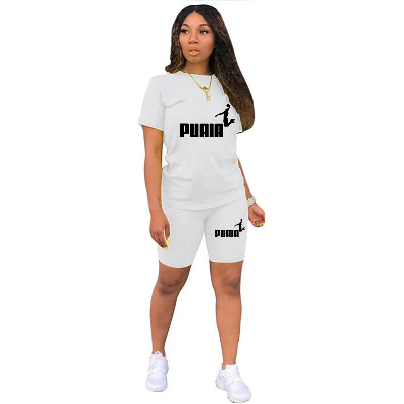Women's Summer Two-Piece Tracksuit Set – O-Neck T-Shirt & Shorts Casual Daily Wear 2026