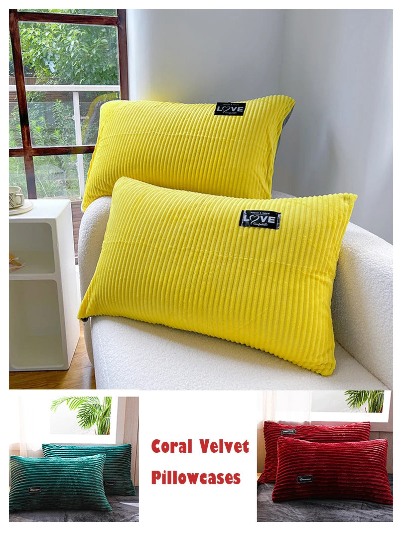 Double-Sided Velvet Duvet Cover Set – Warm Winter 3-Piece Bedding with Zipper & Corner Ties, 11 Colors & 4 Sizes