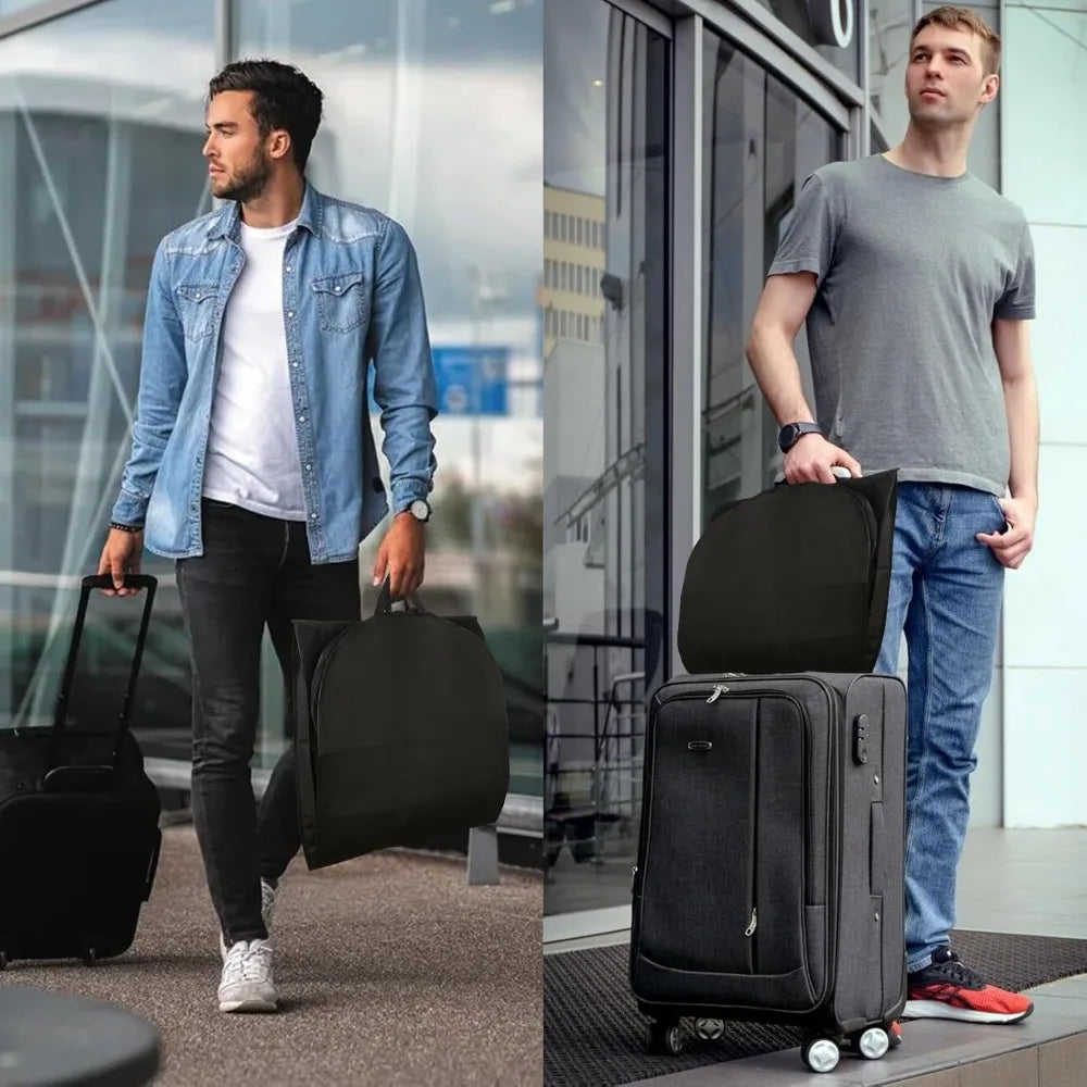 Foldable Garment Bag with Zipper — Hanging Suit & Dress Travel Bag with Handles