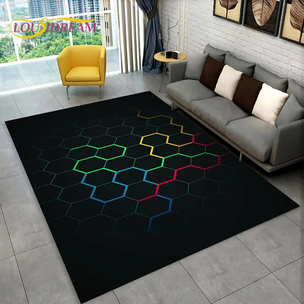 3D Abstract Modern Geometric Illusion Area Rug | 100% Polyester, Non-Slip, Machine Washable, 8 Sizes