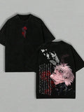 Kaneki Ken Tokyo Ghoul Anime Graphic T-Shirt — Washed Cotton Harajuku Retro Tee