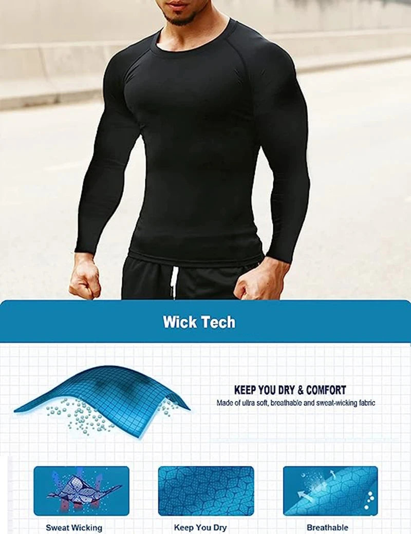 Men's Spider Print Compression Long Sleeve Shirt — Graphic Performance Base Layer