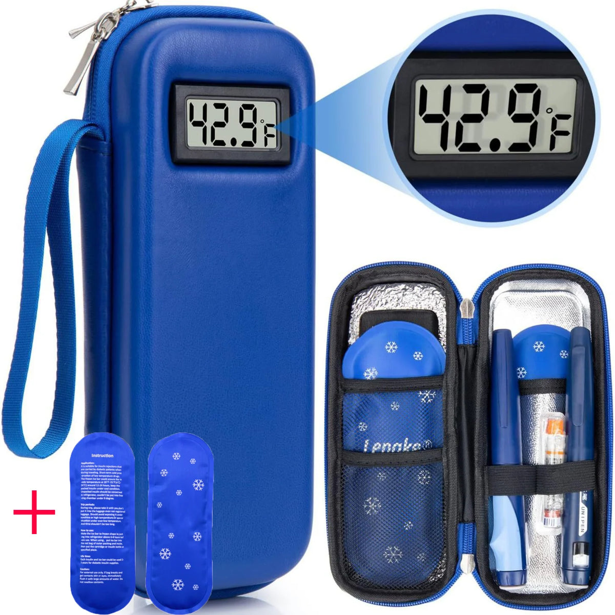 Insulin Cooler Travel Case with Thermometer Display – Waterproof Diabetic Medicine Organizer Bag