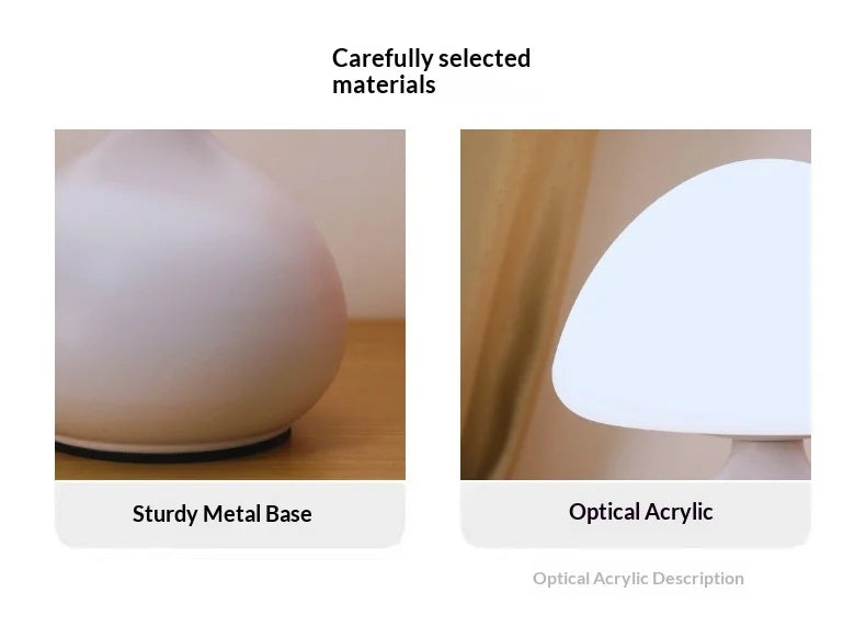 White Mushroom Table Lamp – 3 Light Modes & Dimming