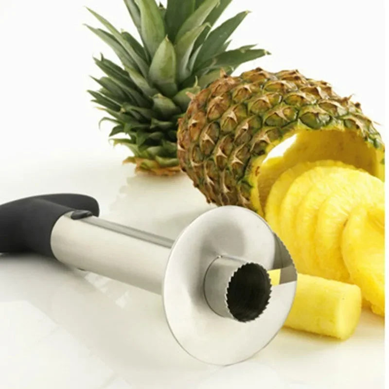 Slice a Pineapple in Seconds. — Stainless Steel Pineapple Slicer & Peeler | Cutter, Corer & Parer Knife, 24x10cm, Green, Black & Yellow