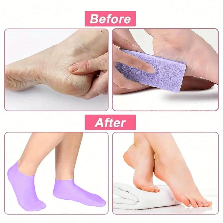 Soft Feet While You Sleep — Moisturizing Silicone Foot Socks | Dry & Cracked Heel Repair, Massage Texture, 7 Colors