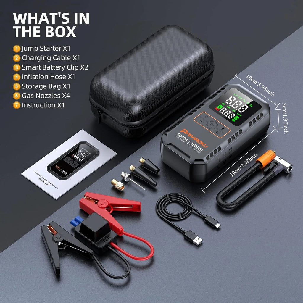 PAIVIROKU Car Jump Starter with Air Compressor