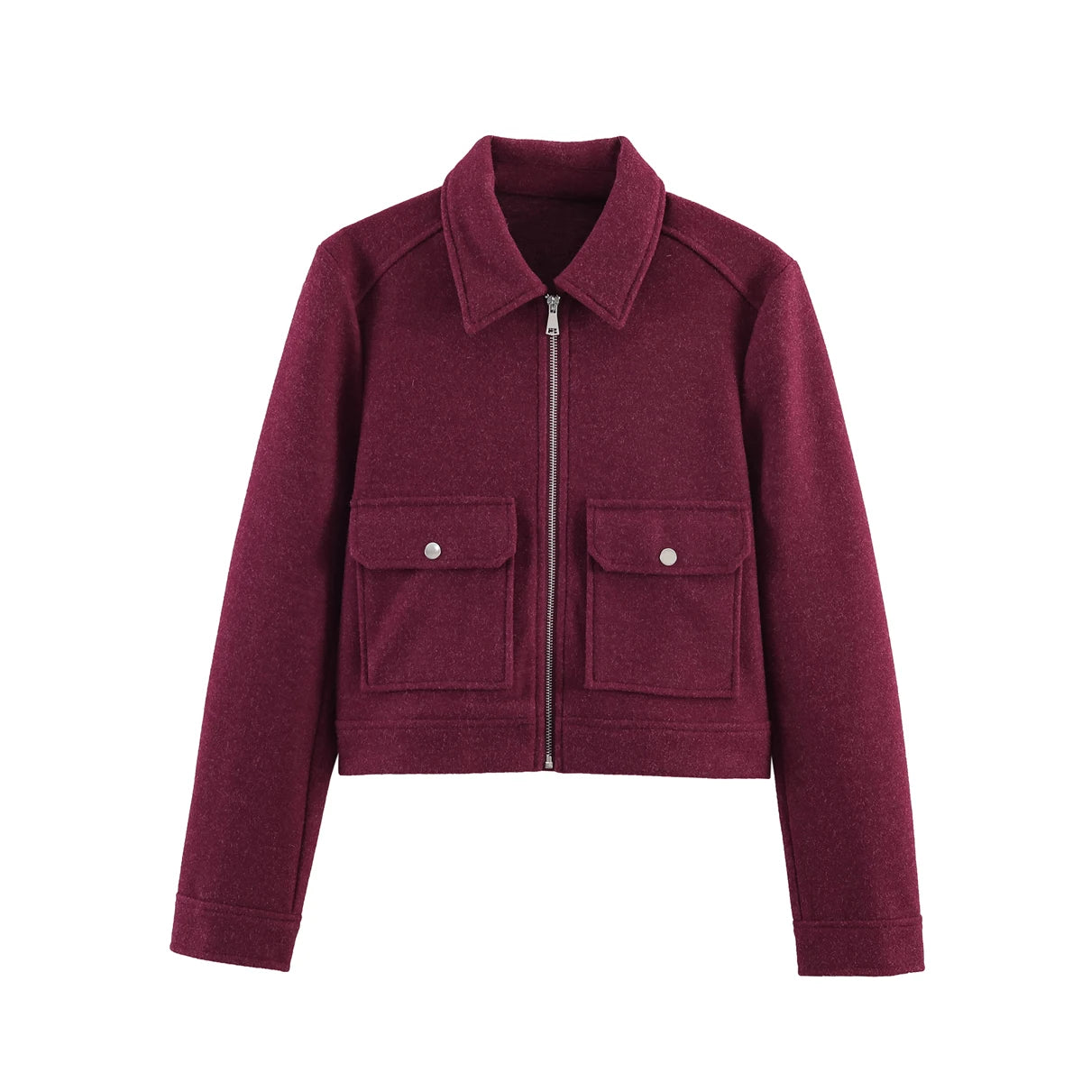 Women's Short Zip-Up Jacket Coat – Elegant Street Outerwear with Pockets