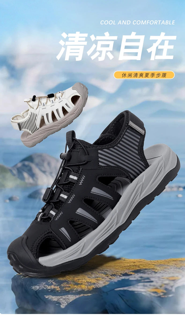 Men's Handmade Breathable Beach Sandals – Lightweight Soft Sole Outdoor Sandals