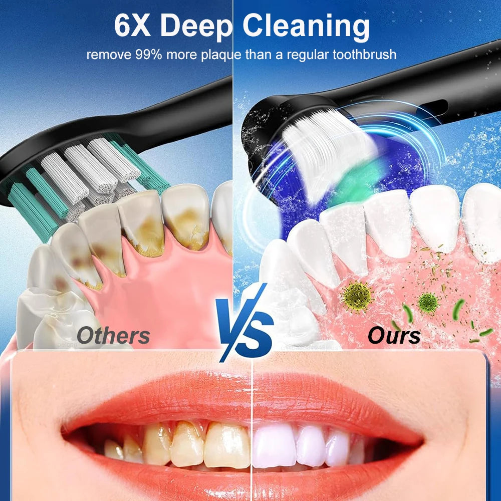 Rotary Rechargeable Electric Toothbrush for Adults – 5 Modes, 30-Day Battery, 8 Brush Heads