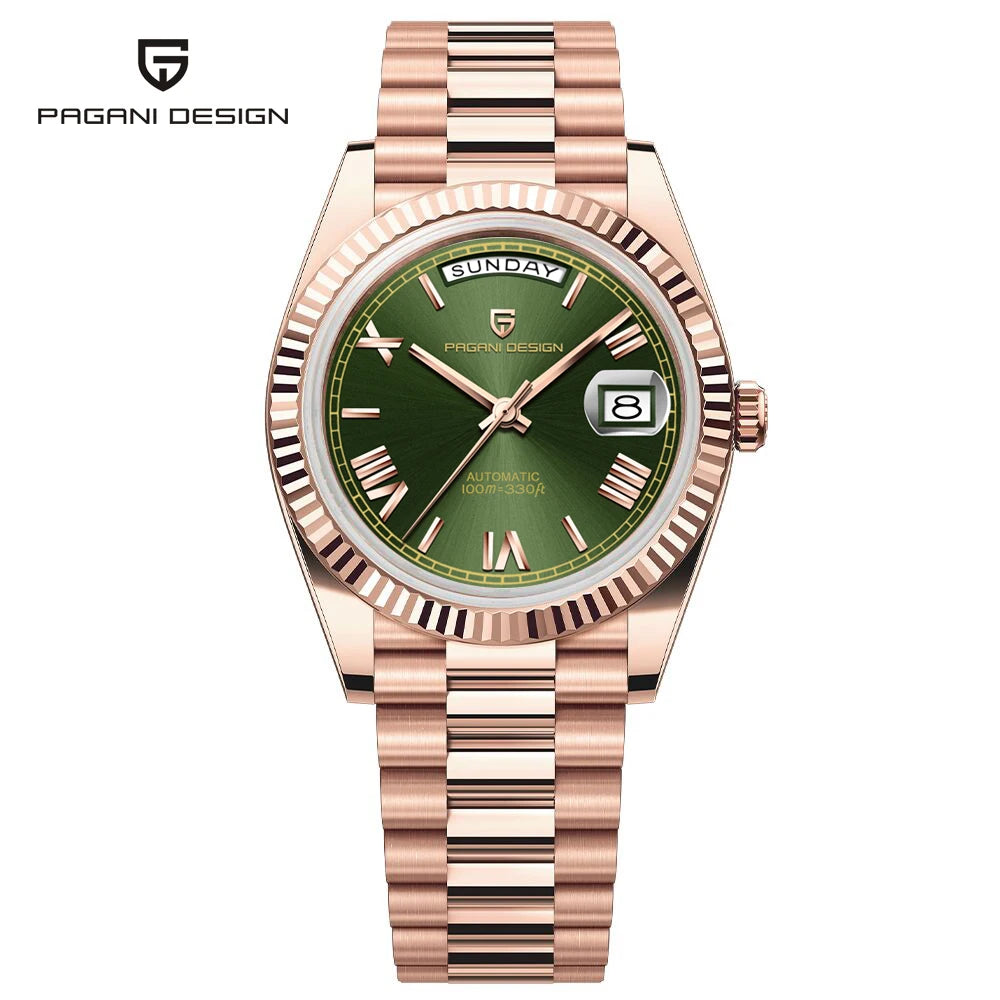 PAGANI DESIGN DD36 Men's Automatic Watch | Rose Gold Luxury Mechanical Sapphire Mirror Wristwatch