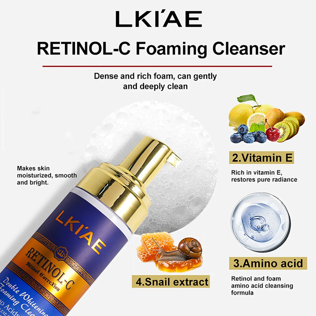 AILKE Retinol Double Whitening 5-in-1 Skincare Kit – Body Lotion, Face Cream, Serum & Cleanser for All Skin Types