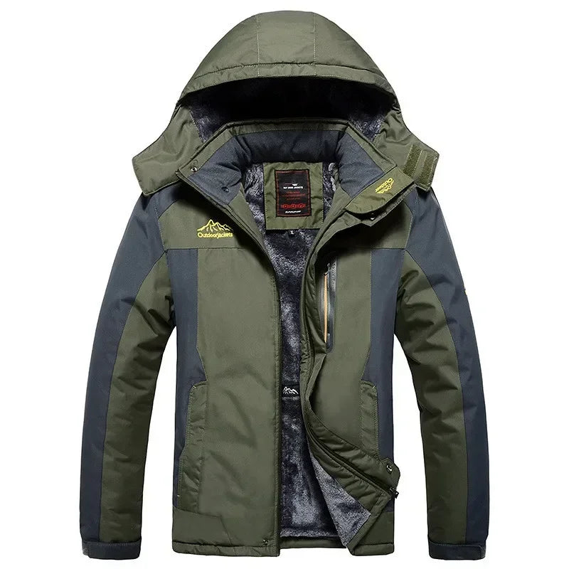 Men's Thick Waterproof Hooded Parka – Plus Size Military Fleece Jacket up to 9XL