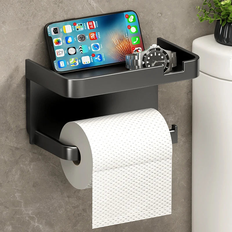 Wall-Mounted Toilet Paper & Storage Rack — Multi-Use Bathroom & Kitchen Organizer