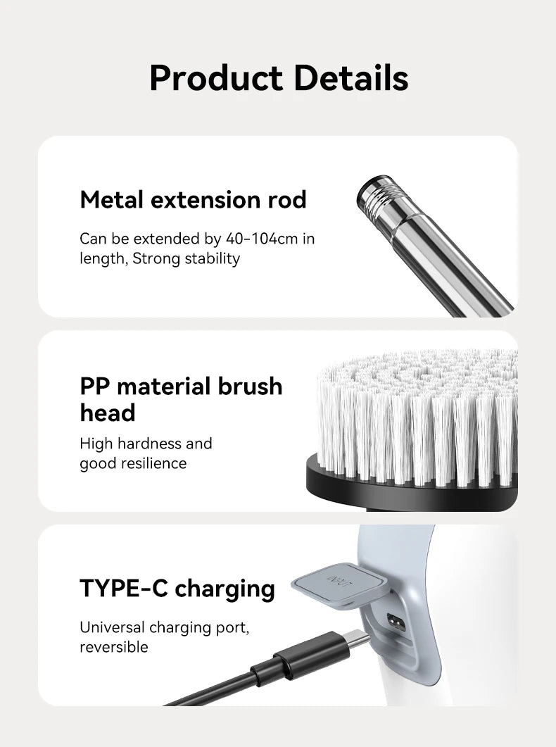 Cordless Electric Cleaning Brush – 7-Piece Spin Scrubber Kit for Bathroom, Kitchen & Shower