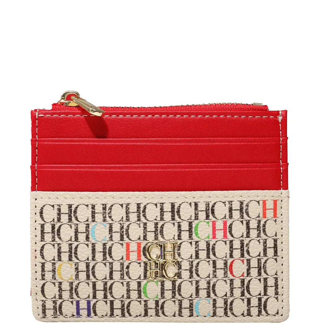 CH Letter Accent PU Leather Card Case Wallet – Elegant Compact Designer Wallet for Women