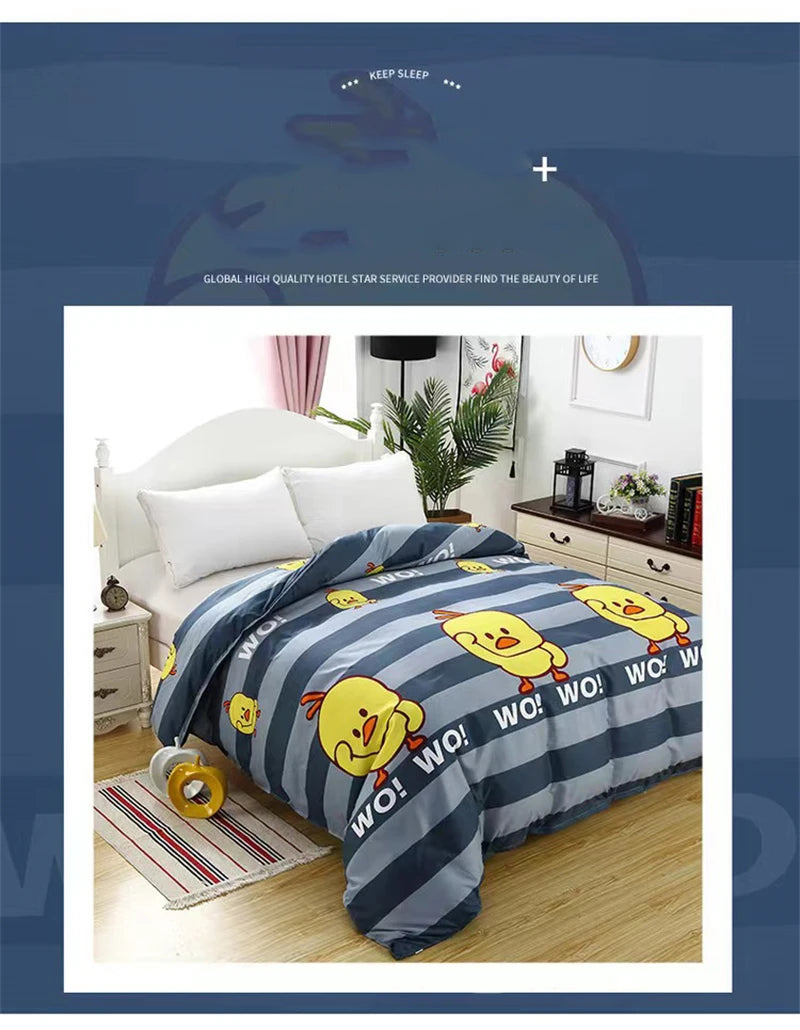 Cartoon Print Duvet Cover Set – Skin-Friendly 400TC Polyester, 3-Piece with 2 Pillowcases, 20 Designs & 4 Sizes