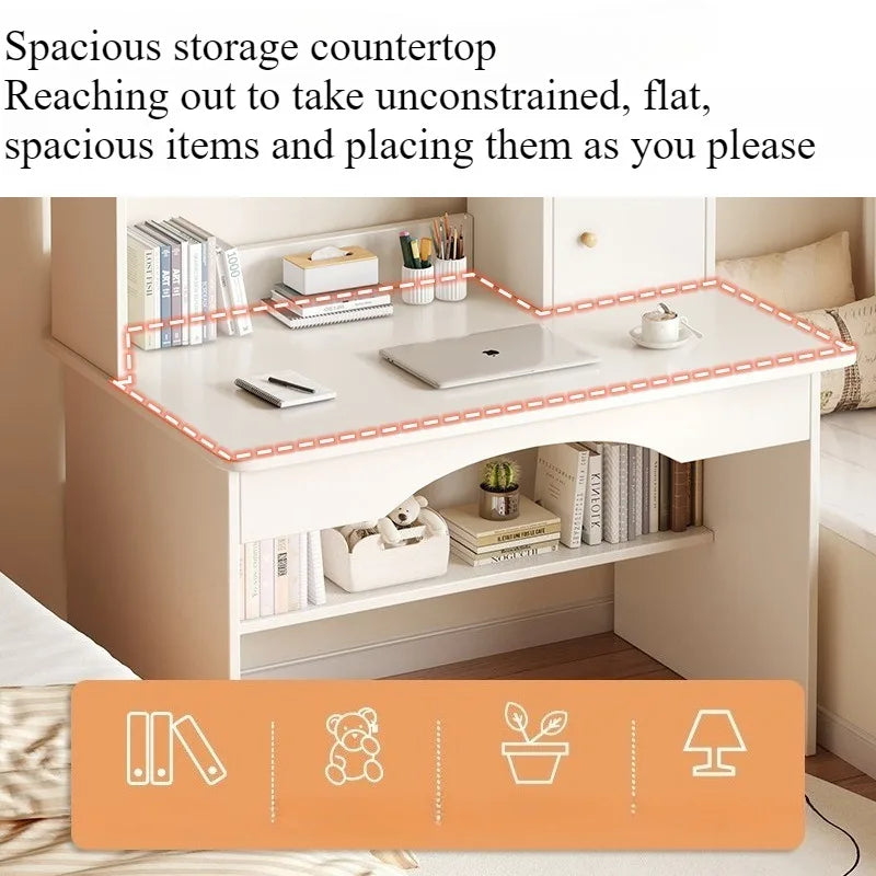 Home Desk with Integrated Bookcase — Student Study Table, Bedroom Dresser & Computer Desk with Storage