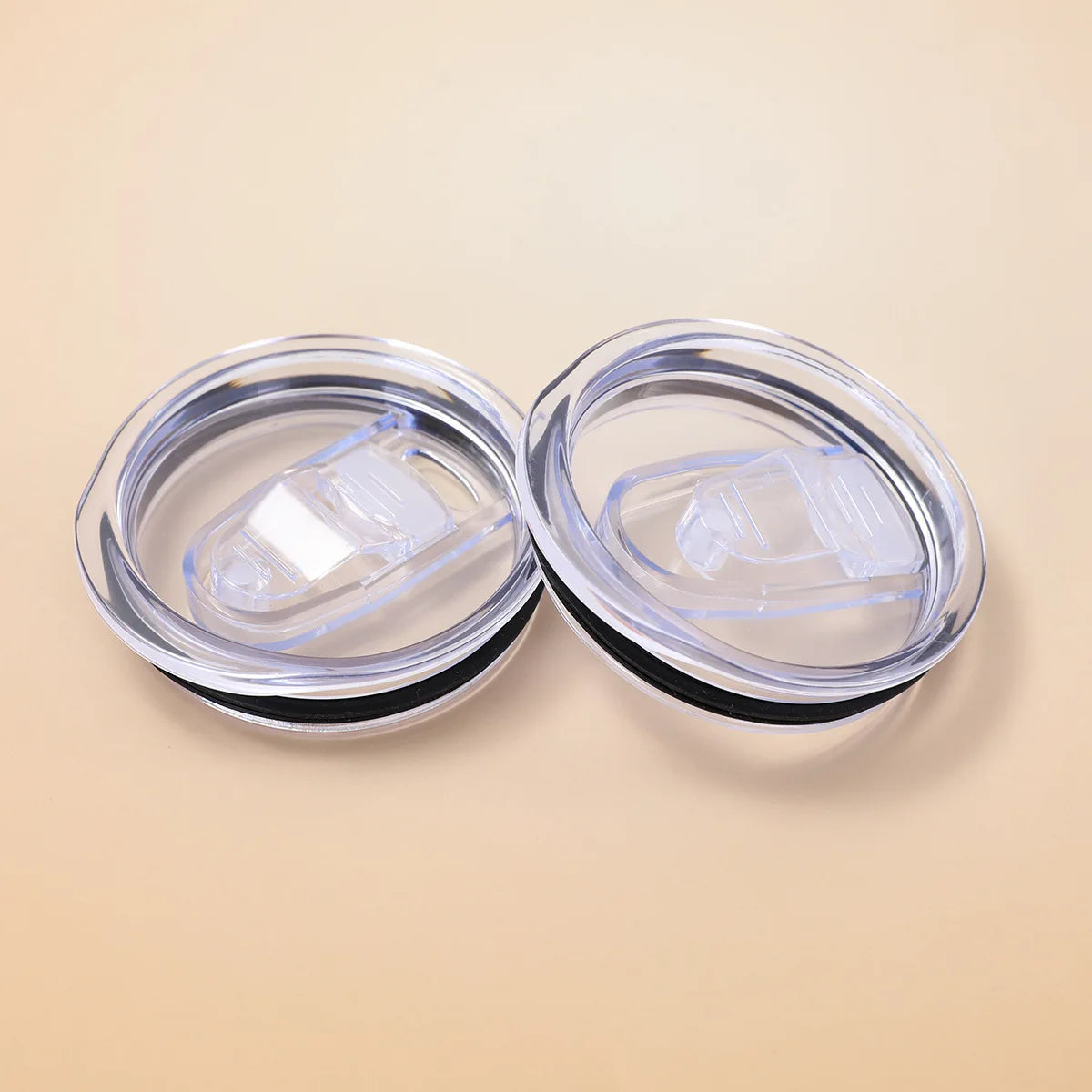 Push-Slide Replacement Lid for 12oz 16oz 20oz 30oz Slim Tumbler Cups – Leakproof Transparent Plastic Cup Lid