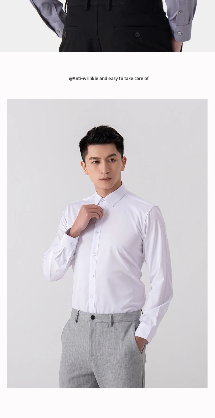 Men's Slim Fit Long Sleeve Business Shirt — Tailored Formal Dress Shirt