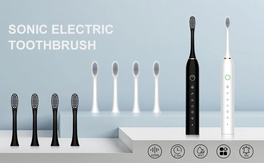 Sonic Electric Toothbrush – 6 Cleaning Modes, 42,000 VPM, IPX7 Waterproof, 8 Brush Heads Included